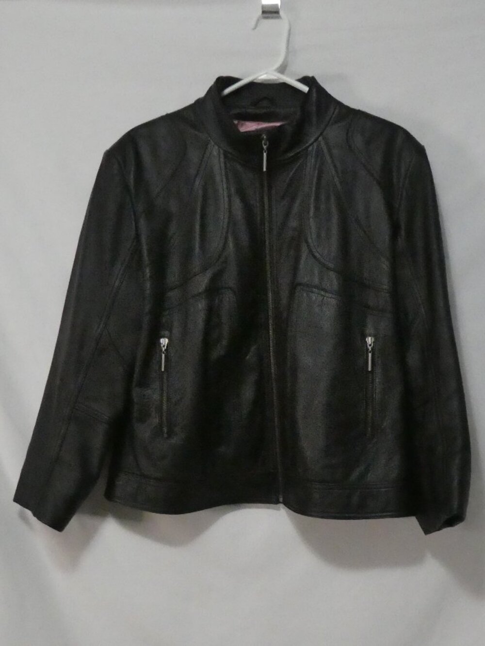 Vintage WILSONS LEATHER MAXIMA Black Zip-Up Moto Jacket XL extra large Y2K